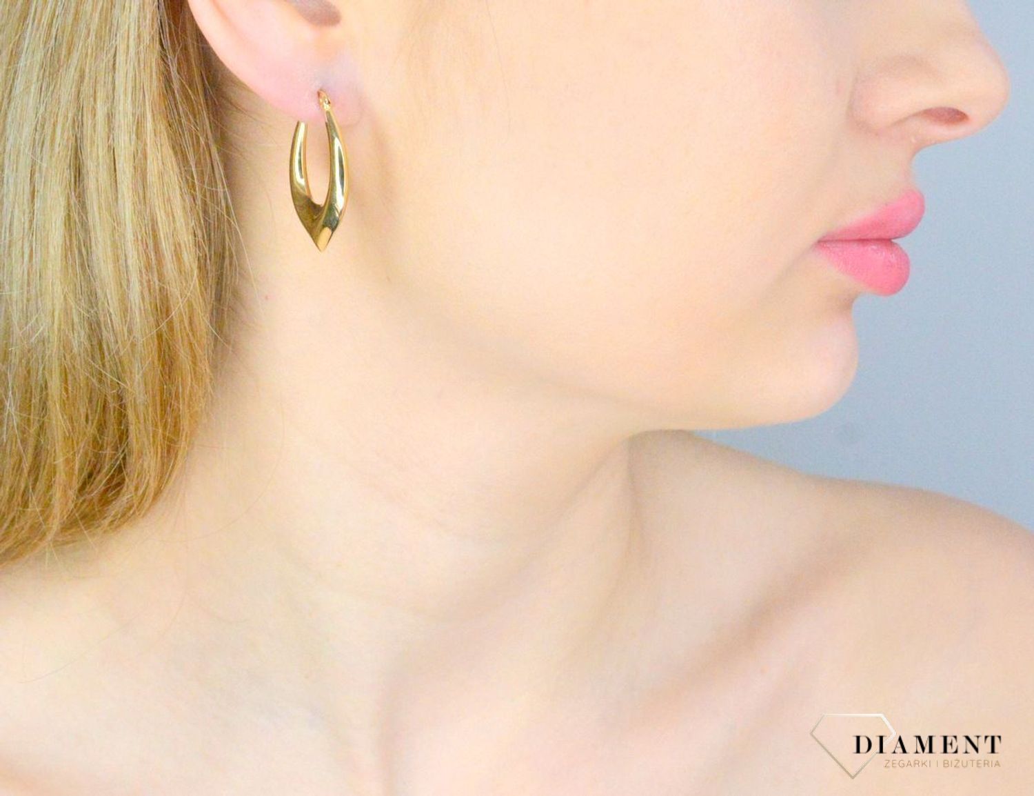 Złote kolczyki damskie 585 o nieregularnym kształcie KL 11128.jpg